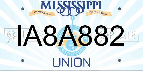 IA8A882 Mississippi License Plate
