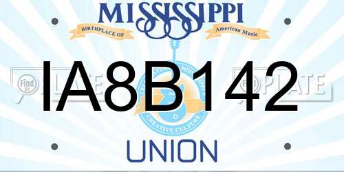 IA8B142 Mississippi License Plate