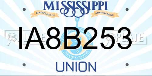 IA8B253 Mississippi License Plate