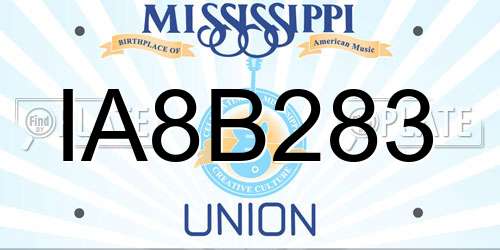 IA8B283 Mississippi License Plate