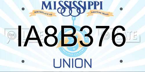 IA8B376 Mississippi License Plate