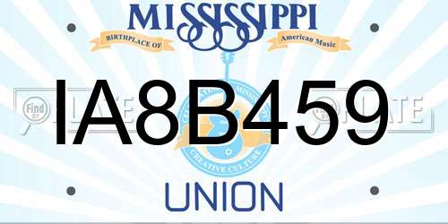 IA8B459 Mississippi License Plate