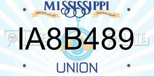 IA8B489 Mississippi License Plate