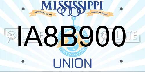 IA8B900 Mississippi License Plate
