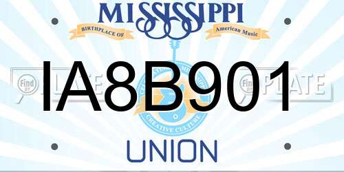 IA8B901 Mississippi License Plate