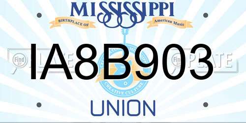 IA8B903 Mississippi License Plate