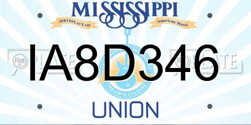 IA8D346 Mississippi License Plate