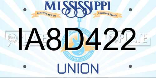 IA8D422 Mississippi License Plate