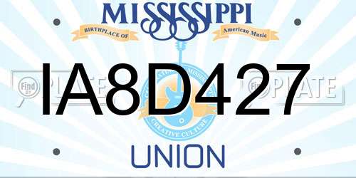 IA8D427 Mississippi License Plate