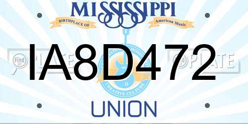 IA8D472 Mississippi License Plate
