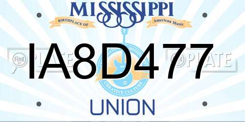 IA8D477 Mississippi License Plate