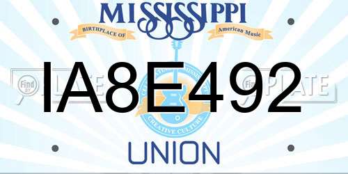 IA8E492 Mississippi License Plate