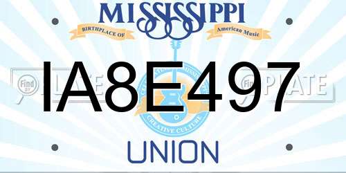 IA8E497 Mississippi License Plate