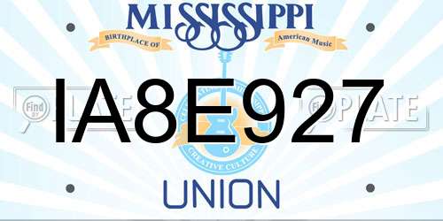 IA8E927 Mississippi License Plate