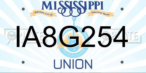 IA8G254 Mississippi License Plate