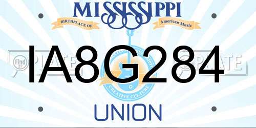 IA8G284 Mississippi License Plate