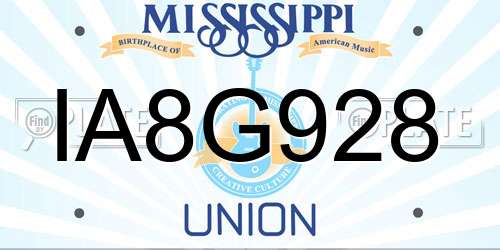 IA8G928 Mississippi License Plate