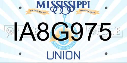 IA8G975 Mississippi License Plate
