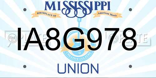 IA8G978 Mississippi License Plate
