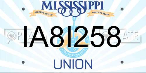 IA8I258 Mississippi License Plate