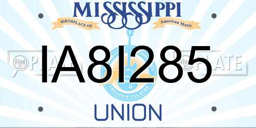 IA8I285 Mississippi License Plate