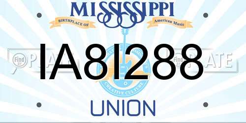 IA8I288 Mississippi License Plate
