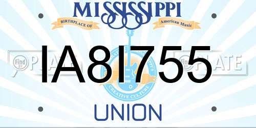IA8I755 Mississippi License Plate