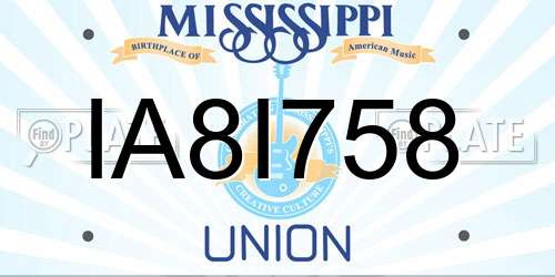 IA8I758 Mississippi License Plate