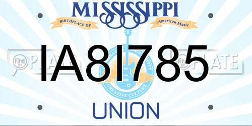 IA8I785 Mississippi License Plate