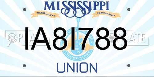 IA8I788 Mississippi License Plate