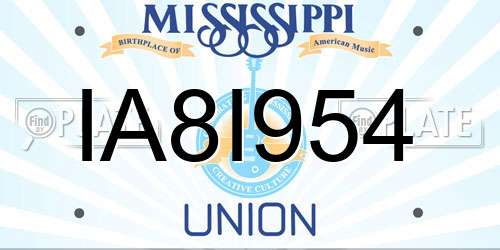 IA8I954 Mississippi License Plate