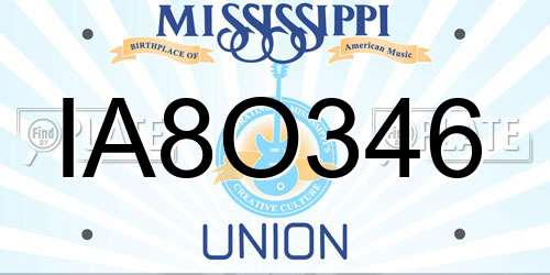 IA8O346 Mississippi License Plate