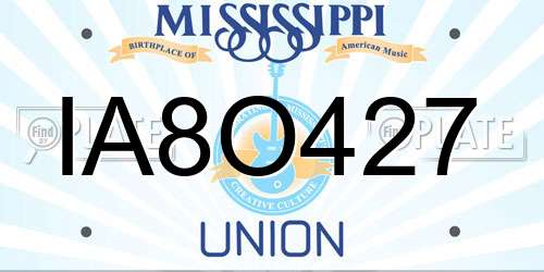 IA8O427 Mississippi License Plate
