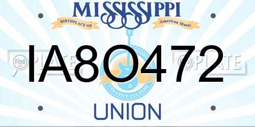 IA8O472 Mississippi License Plate
