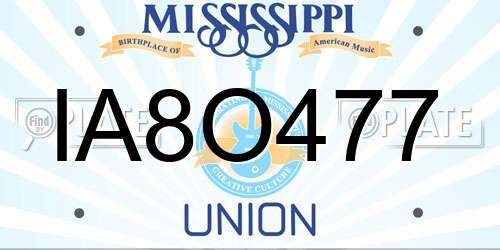 IA8O477 Mississippi License Plate