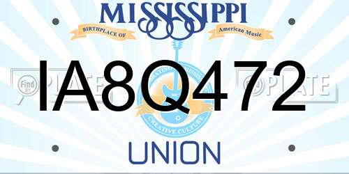 IA8Q472 Mississippi License Plate