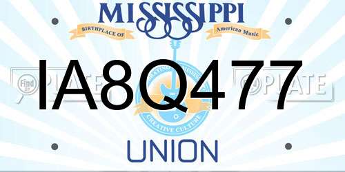 IA8Q477 Mississippi License Plate