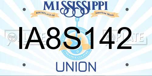 IA8S142 Mississippi License Plate