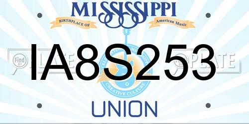 IA8S253 Mississippi License Plate