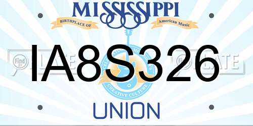 IA8S326 Mississippi License Plate