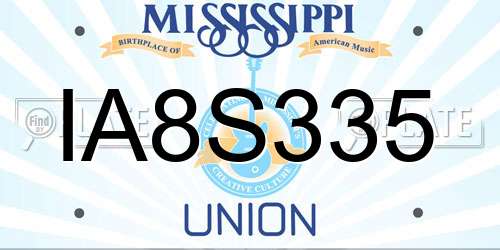 IA8S335 Mississippi License Plate