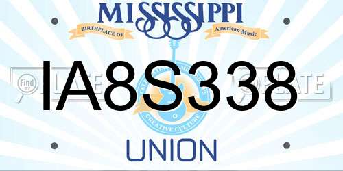 IA8S338 Mississippi License Plate