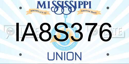 IA8S376 Mississippi License Plate