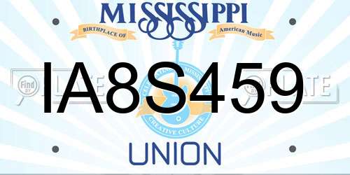 IA8S459 Mississippi License Plate