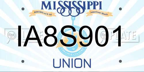 IA8S901 Mississippi License Plate