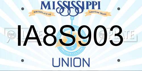 IA8S903 Mississippi License Plate