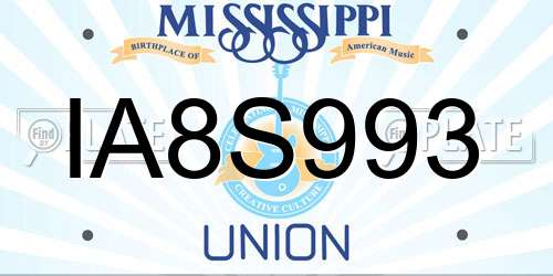 IA8S993 Mississippi License Plate