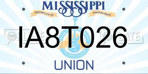 IA8T026 Mississippi License Plate