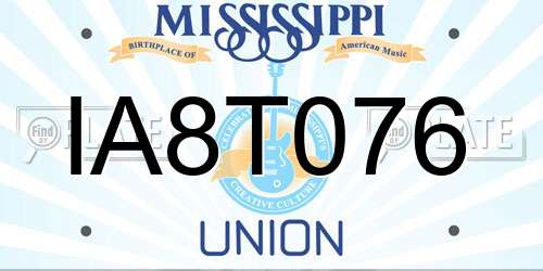 IA8T076 Mississippi License Plate