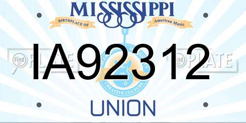 IA92312 Mississippi License Plate